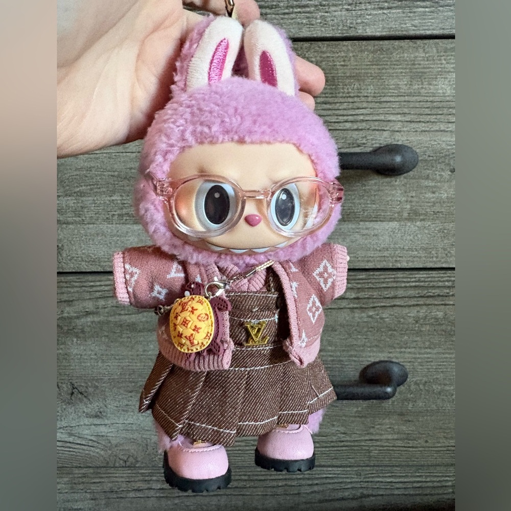 Pink sweater outfit for labubu